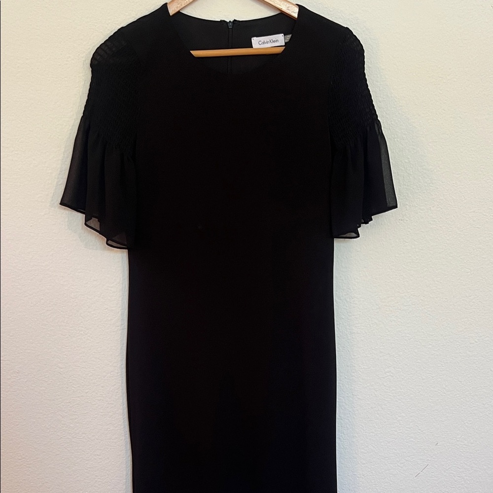 Calvin Klein Black Flutter Sleeve Dress – XS new without tags